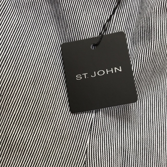 NWT! St John Size 14 striped Bianco/Caviar Emma fit ankle pants - Picture 2 of 10